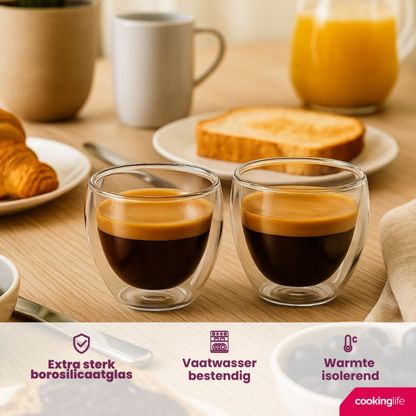 Cookinglife Vasos de espresso de doble pared 100 ml - 2 unidades