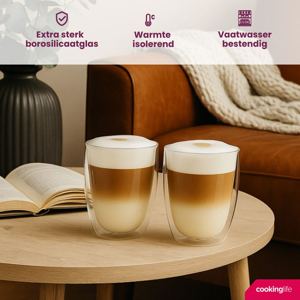 Cookinglife Vasos de latte macchiato de doble pared 380 ml - 2 unidades