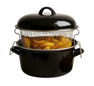 Cookinglife Enamel Deep fryer with Basket Cooking Black - ø 24 cm