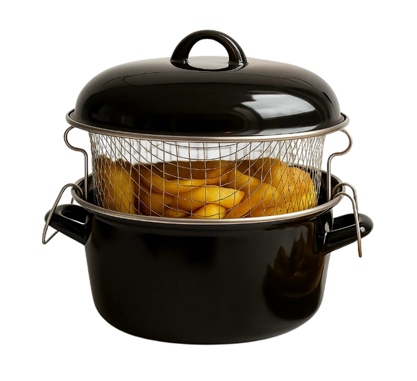 Sartén para buñuelos Cookinglife - Freidora - Olla para asar - Esmalte - con cesta - ø 24 cm / 4 litros - recubrimiento esmaltado antiadherente