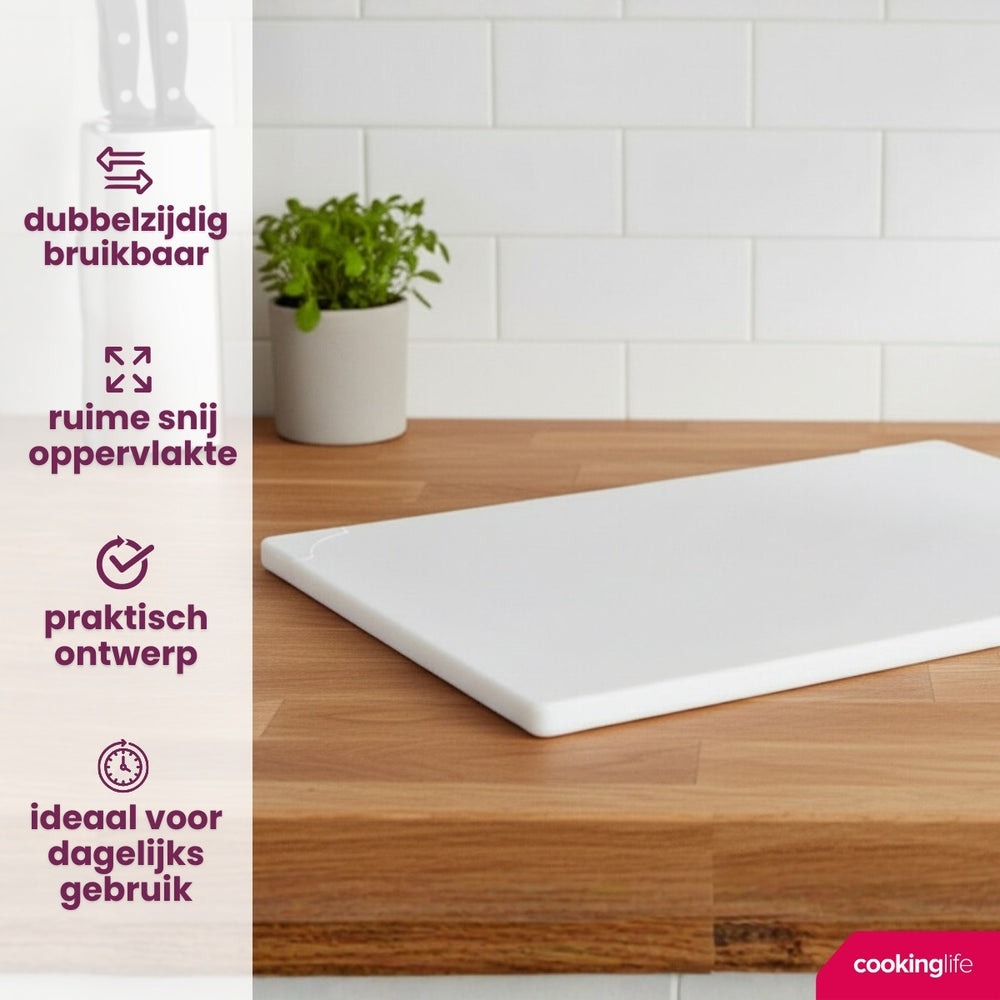 Cookinglife Cutting Board HACCP White 45 x 30 cm - for Dairy & Bread