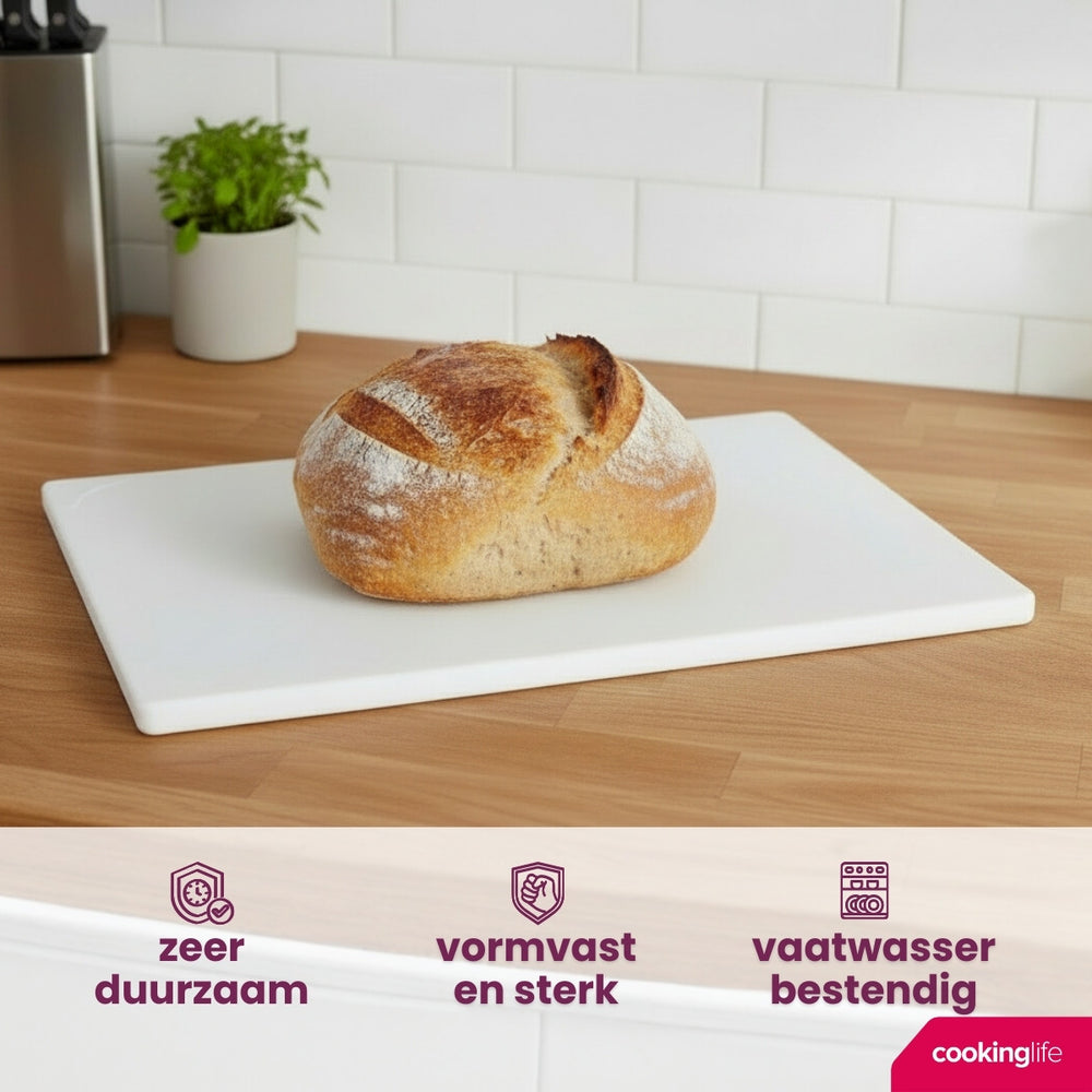 Cookinglife Cutting Board HACCP White 45 x 30 cm - for Dairy & Bread