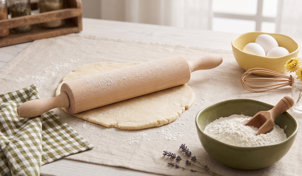 Cookinglife Rodillo para Masa de Madera de Haya 43.5 cm - con rodamientos de bolas