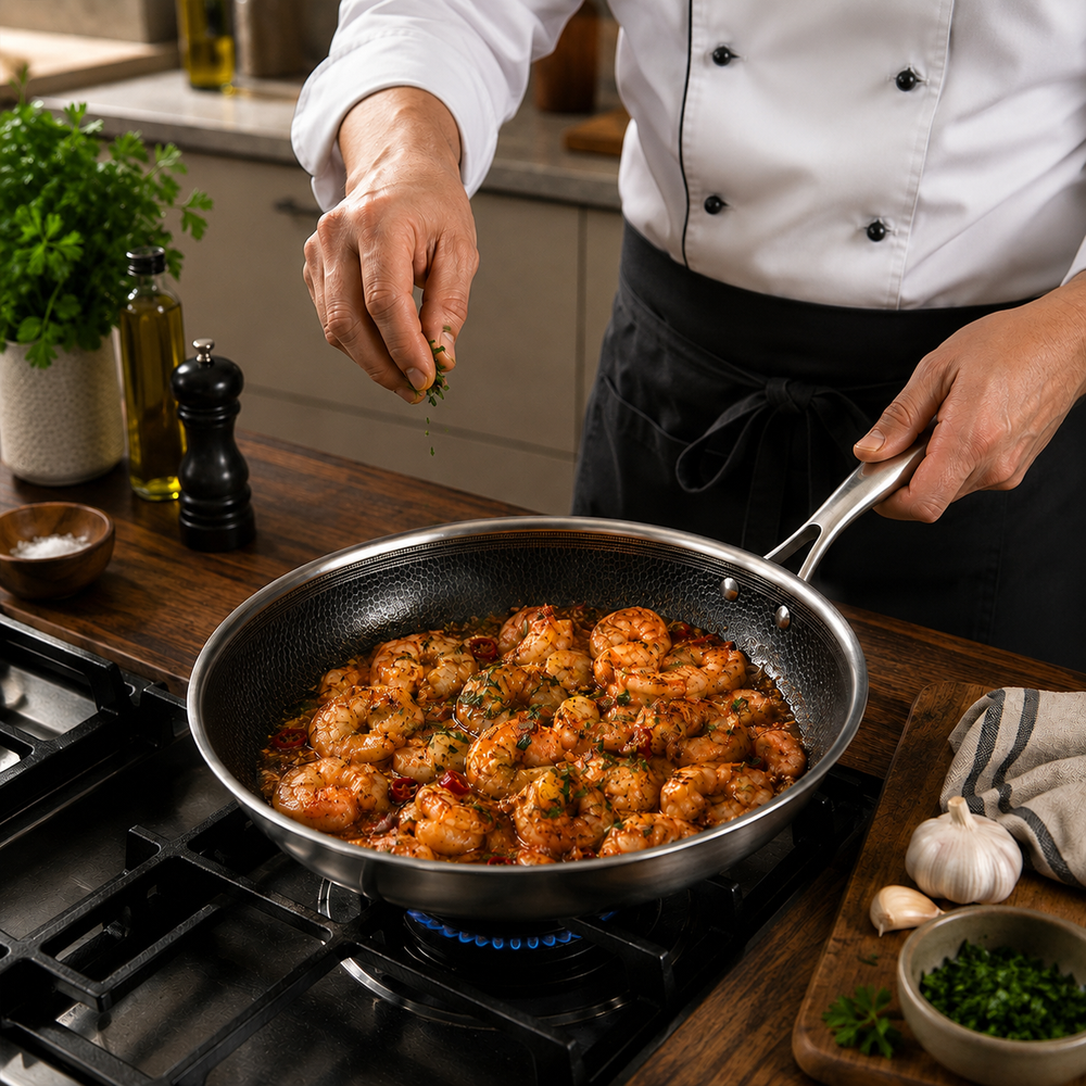 Sartén Cookinglife HexaCook - Sartén híbrida ø 28 cm - ANTIADHERENTE - apta para todas las fuentes de calor - recubrimiento antiadherente cerámico