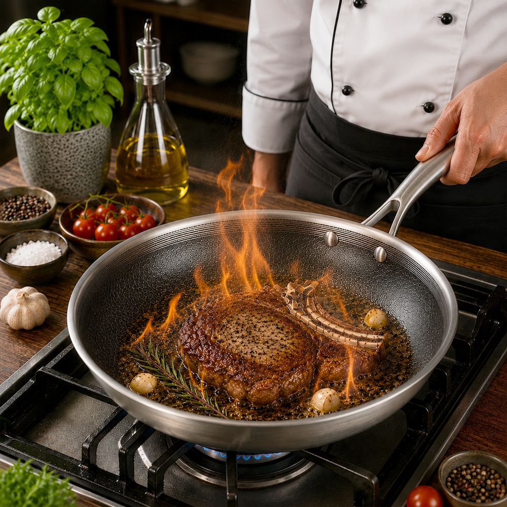 Sartén Cookinglife HexaCook - Sartén híbrida ø 28 cm - ANTIADHERENTE - apta para todas las fuentes de calor - recubrimiento antiadherente cerámico
