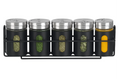 Cookinglife Estante para especias negro 5 piezas - Con dispensadores de especias 80 ml