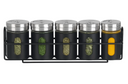 Cookinglife Estante para especias negro 5 piezas - Con dispensadores de especias 80 ml