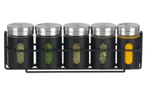 Cookinglife Estante para especias negro 5 piezas - Con dispensadores de especias 80 ml