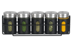 Cookinglife Estante para especias negro 5 piezas - Con dispensadores de especias 80 ml