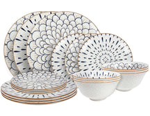 Cookinglife Serviesset Noria 18-delig / 6 personas - 6 platos de cena, 6 platos de desayuno y 6 cuencos