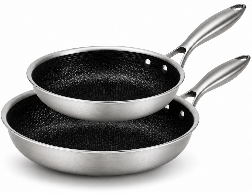 Set de sartenes Cookinglife HexaCook - Sartén híbrida 2 piezas ø 24 y 28 cm - ANTIADHERENTE - apta para todas las fuentes de calor - recubrimiento antiadherente cerámico