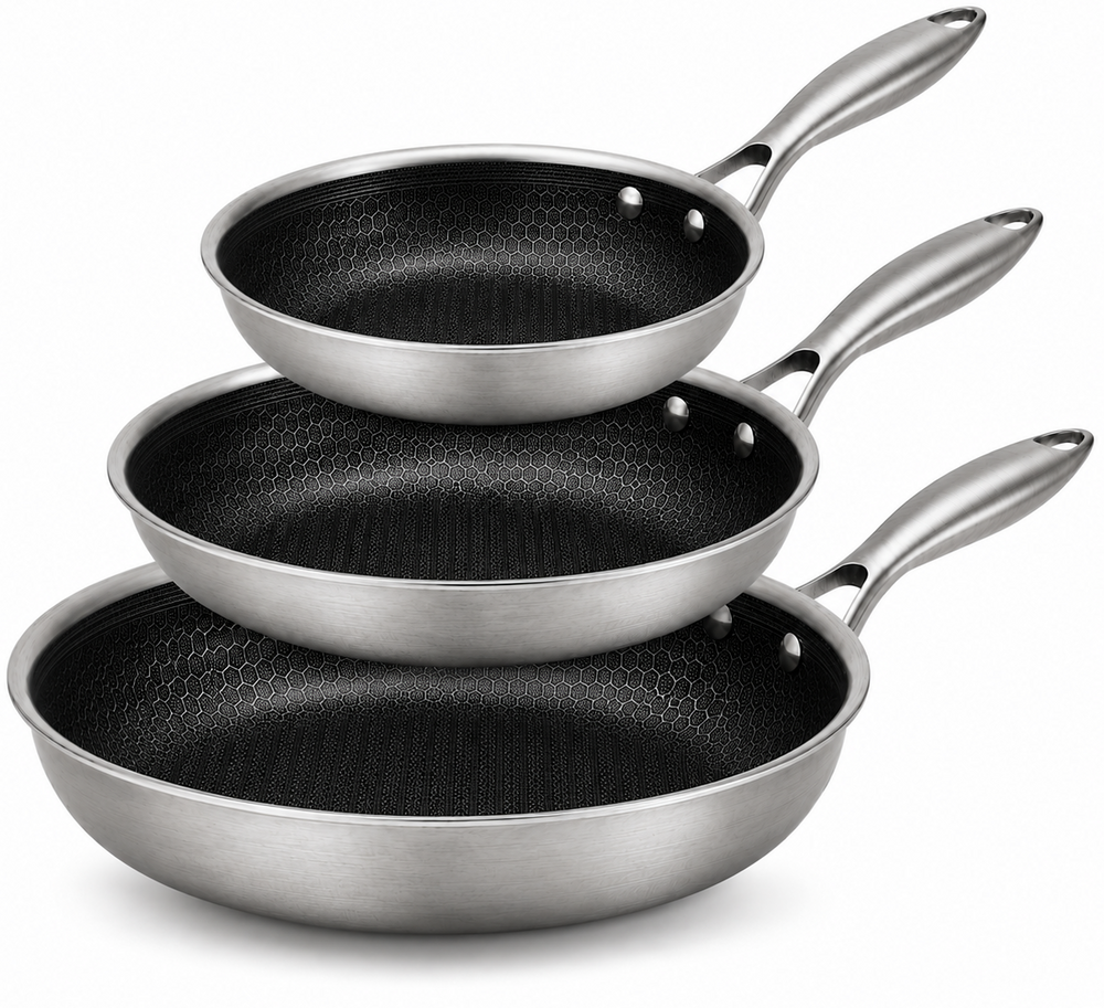 Cookinglife Frying Pan Set HexaCook Hybrid Pan 3-piece - ø 20, 24 & 28 cm - NON STICK - suitable for all heat sources - ceramic non-stick coating