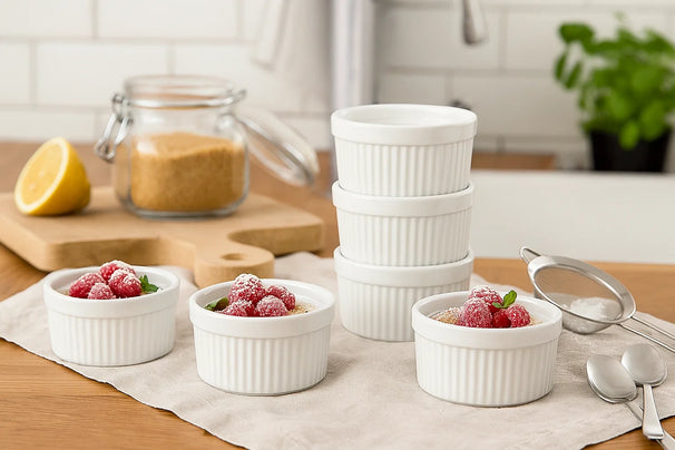 Ramequines / Molde para soufflé / Platos para crème brûlée Cookinglife - Blanco ø 9 cm - 6 unidades
