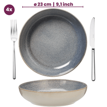 Cookinglife Deep Plates / Pasta Bowls Serene Blue Ø 23 cm - Stoneware - 4 pieces