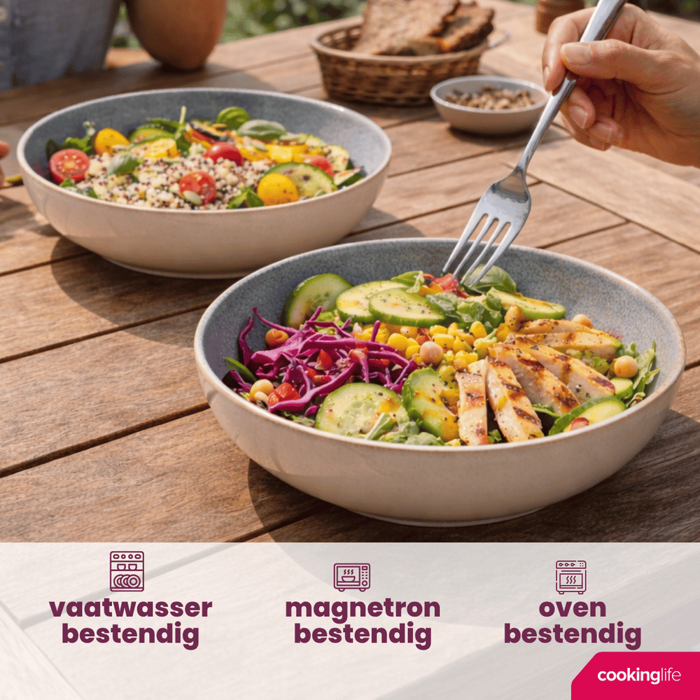 Cookinglife Deep Plates / Pasta Bowls Serene Blue Ø 23 cm - Stoneware - 4 pieces