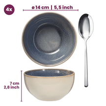 Cookinglife Soup Bowls / Bowls Serene Blue ø 14 cm - Pottery - 4 pieces