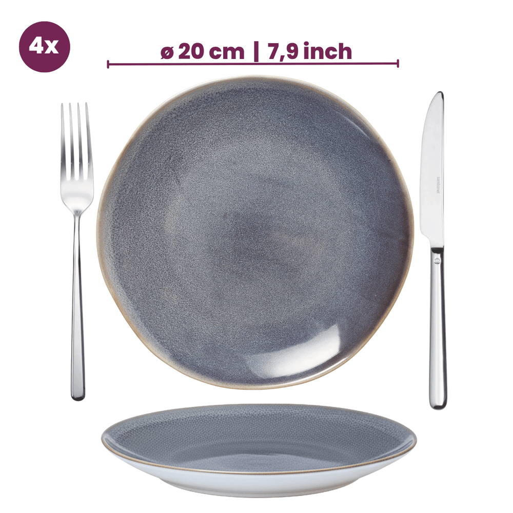Cookinglife Side Plates / Dessert Plates Serene Blue Ø 20 cm - Pottery - 4 pieces