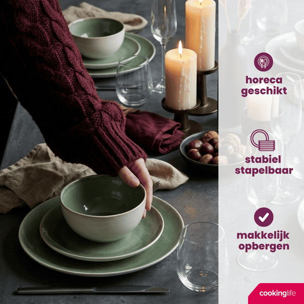 Cookinglife Side Plates / Dessert Plates Serene Green Ø 20 cm - Pottery - 4 pieces