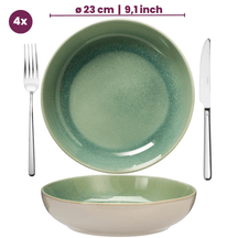 Cookinglife Deep Plates / Pasta Plates Serene Green ø 23 cm - Pottery - 4 pieces
