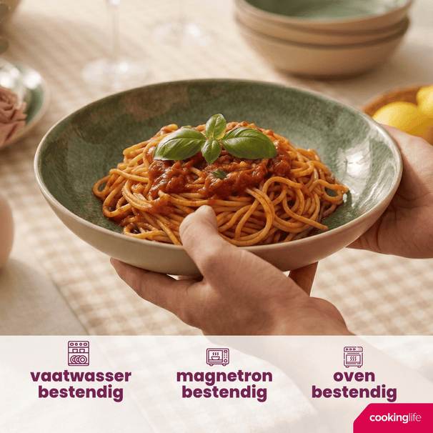 Cookinglife Deep Plates / Pasta Plates Serene Green ø 23 cm - Pottery - 4 pieces
