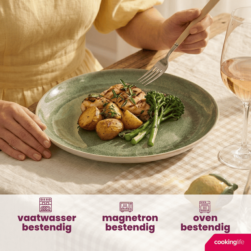 Cookinglife Dinner Plates Serene Green ø 28 cm - Pottery - 4 Pieces