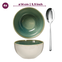 Cookinglife Soup bowls / Bowls Serene Green ø 14 cm - Pottery - 4 pieces