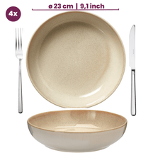 Cookinglife Deep Plates / Pasta Plates Serene Sand ø 23 cm - Pottery - 4 pieces
