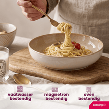 Cookinglife Deep Plates / Pasta Plates Serene Sand ø 23 cm - Pottery - 4 pieces
