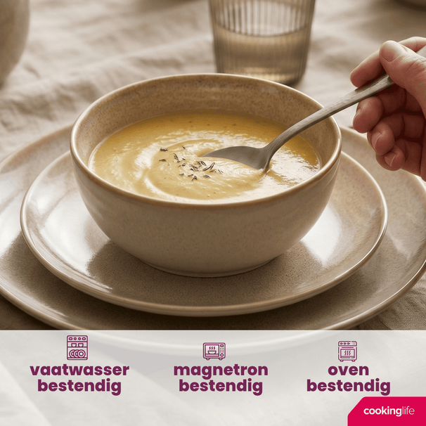 Cookinglife Soup Bowls / Bowls Serene Sand ø 14 cm - Pottery - 4 pieces