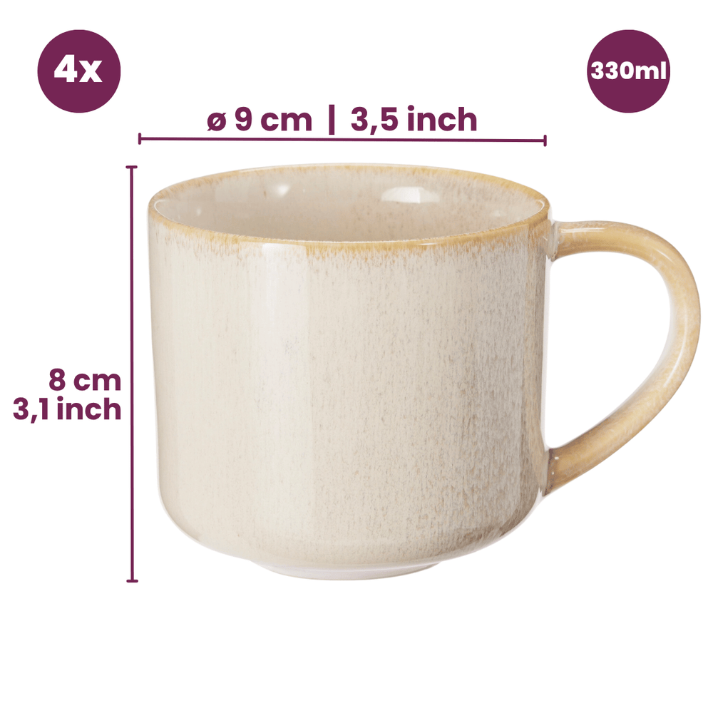 Cookinglife Coffee Mugs Serene Sand 330 ml - Pottery - 4 pieces
