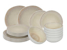 Cookinglife Dinnerware Set Nola Sand Reactive Glaze 18-Piece / 6 Persons - 6 Dinner Plates, 6 Breakfast Plates and 6 Bowls