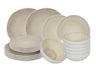 Cookinglife Serviesset Nola Sand esmalte reactivo 18 piezas / 6 personas - 6 platos de cena, 6 platos de desayuno y 6 cuencos