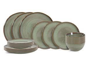 Juego de vajilla Cookinglife Sabi Verde 18 piezas / 6 personas - 6 platos de cena, 6 platos de desayuno y 6 cuencos