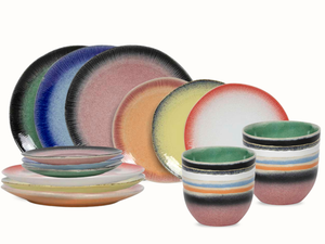 Studio Tavola Dinnerware Set Fire 24-piece / 6 people - 6 dinner plates, 6 side plates, 6 bowls, and 6 small bowls