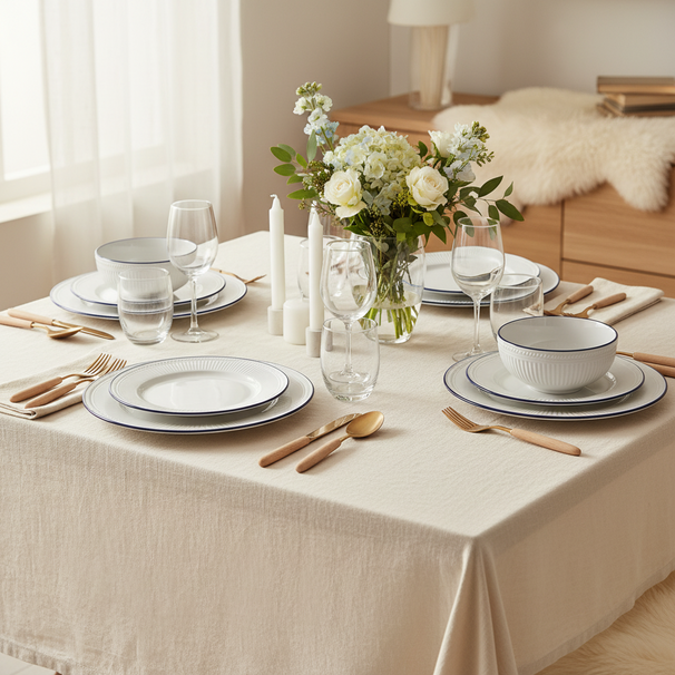 Cookinglife Juego de vajilla Whitmore 18 piezas / 6 personas - 6 platos de cena, 6 platos de desayuno y 6 cuencos