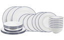 Cookinglife Juego de vajilla Whitmore 24 piezas / 6 personas - 6 platos de cena, 6 platos de desayuno, 6 platos hondos y 6 cuencos