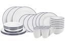 Cookinglife Juego de vajilla Whitmore 30 piezas / 6 personas - 6 platos de cena, 6 platos de desayuno, 6 platos hondos, 6 cuencos y 6 tazas