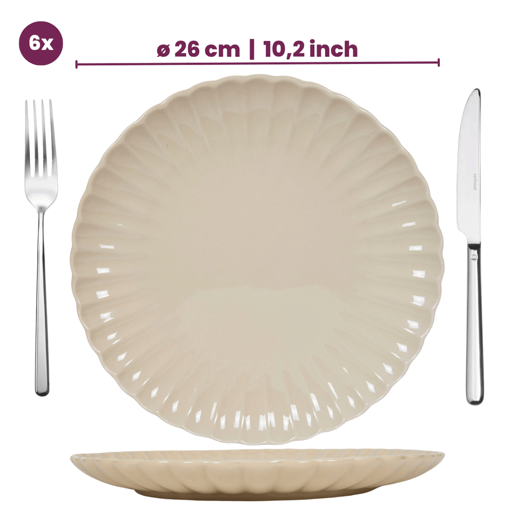 Cookinglife Dinner Plates Cardida Beige ø 26 cm - 6 pieces