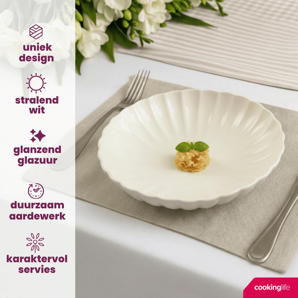 Platos hondos / para pasta Cookinglife Cardida Off White ø 20 cm - 6 unidades