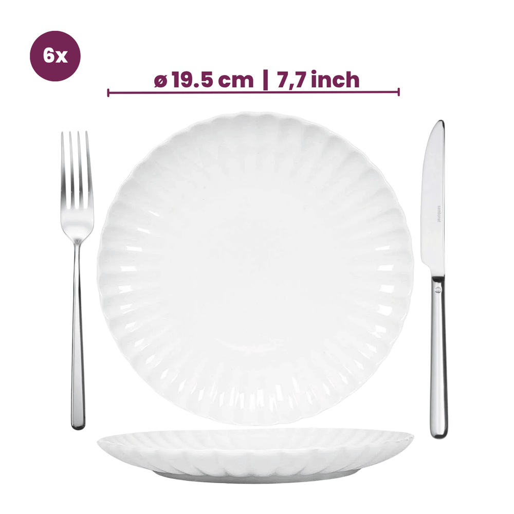 Cookinglife Platos para desayuno / Platos para postre Cardida Blanco roto ø 19.5 cm - 6 piezas
