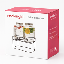 Cookinglife Double Drink Dispenser - with holder - 2 x 4 liters