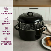 Cookinglife Enamel Deep fryer with Basket Cooking Black - ø 24 cm