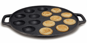 Cookinglife Sartén para poffertjes - Hierro fundido - ø 24 cm - 15 poffertjes - sin revestimiento antiadherente - apto para todas las fuentes de calor