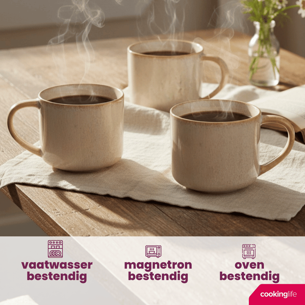 Cookinglife Coffee Mugs Serene Sand 330 ml - Pottery - 4 pieces
