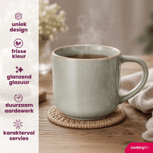 Cookinglife Coffee Mugs Serene Green 330 ml - Pottery - 4 pieces
