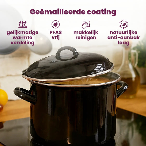 Olla para sopa Cookinglife - Esmalte - Negra - ø 24 cm / 8 litros - capa antiadherente esmaltada