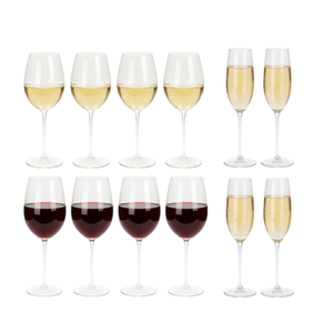 Set de copas de vino Cookinglife Solare 12 piezas - Copas de vino tinto + copas de vino blanco + copas de champán