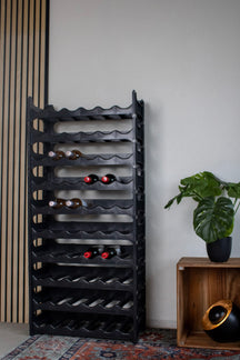 Wine Rack Stackable Black - Plastic - 6 Bottles