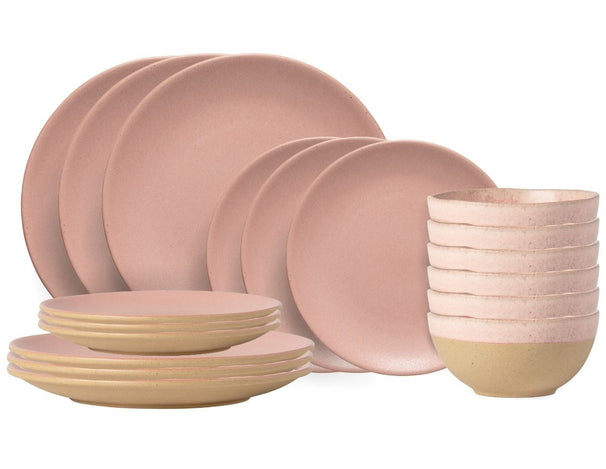 Costa Nova Dinnerware Set Arenito Mauve Rose 18-piece / 6 persons - 6 dinner plates, 6 breakfast plates & 6 bowls