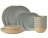 Costa Nova Juego de vajilla Arenito Sage Green 18 piezas / 6 personas - 6 platos de cena, 6 platos de desayuno & 6 cuencos